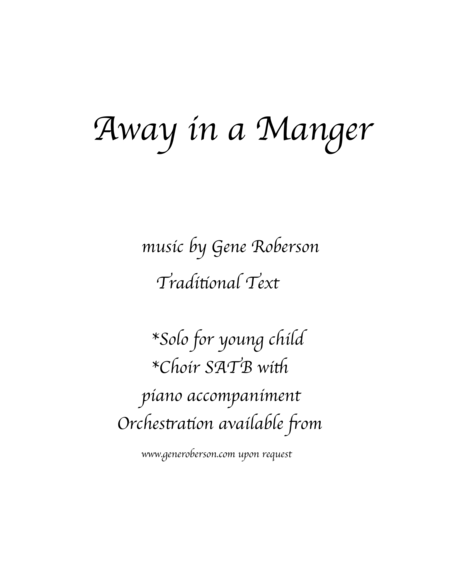 Free Sheet Music Away In A Manger New Tune