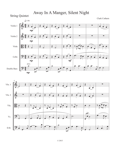 Away In A Manger Silent Night String Quintet Sheet Music