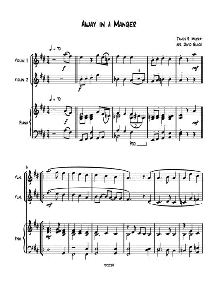 Away In A Manger Violin Duet With Optional Piano Accompaniment Sheet Music