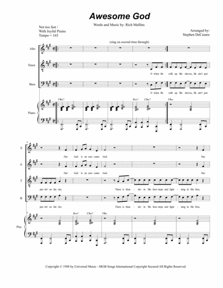 Awesome God For Satb Sheet Music