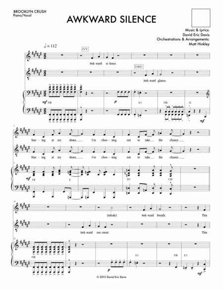 Free Sheet Music Awkward Silence From Brooklyn Crush