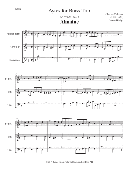 Ayres For Brass Trio Sheet Music