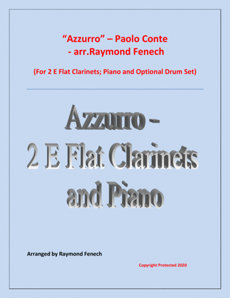 Azzurro 2 E Flat Clarinets Piano And Optional Drum Set Sheet Music