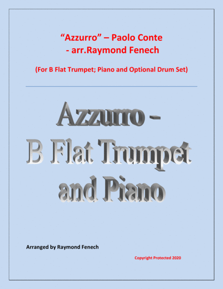 Free Sheet Music Azzurro B Flat Trumpet Piano And Optional Drum Set