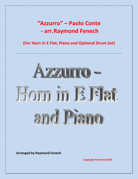 Free Sheet Music Azzurro Tenor Horn In E Flat Piano And Optional Drum Set