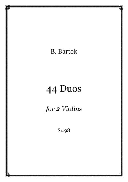 Free Sheet Music B Bartok 44 Duos For 2 Violins