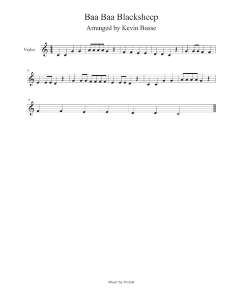 Baa Baa Black Sheep Violin Sheet Music