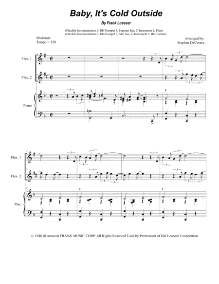 Baby Its Cold Outside Duet For Flexible Treble Instrumentation Sheet Music