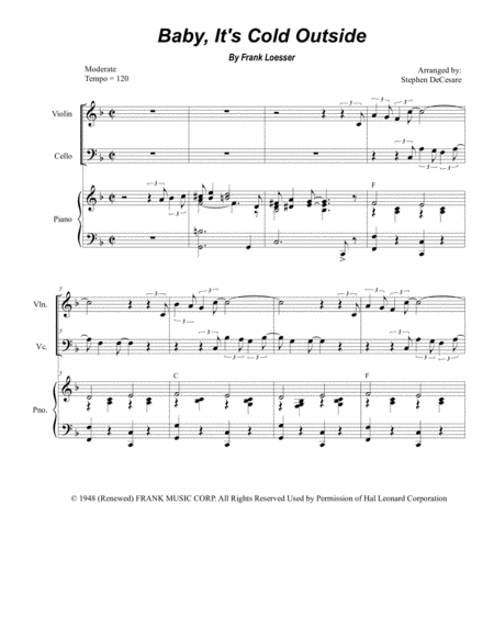 Baby Its Cold Outside Duet For Violin And Cello Sheet Music