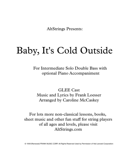 Free Sheet Music Baby Its Cold Outside Intermediate Double Bass Solo With Piano Accompaniment