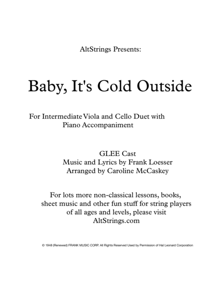 Free Sheet Music Baby Its Cold Outside Intermediate Viola And Cello Duet