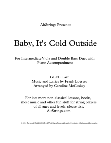 Baby Its Cold Outside Intermediate Viola And Double Bass Duet Sheet Music