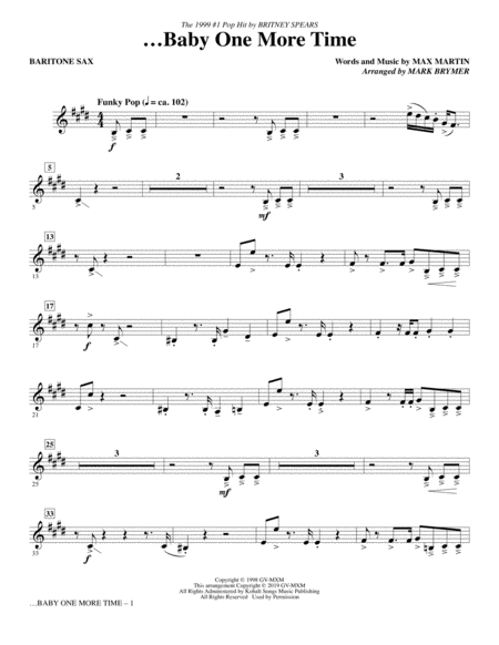 Free Sheet Music Baby One More Time Arr Mark Brymer Baritone Sax