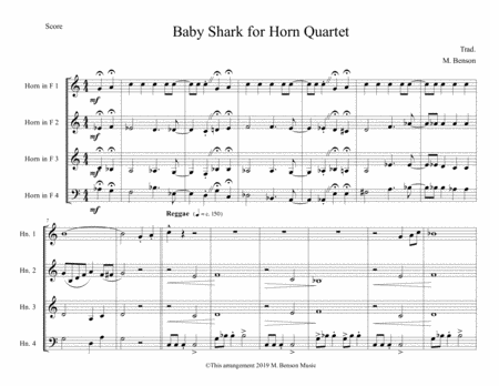 Free Sheet Music Baby Shark Horn Quartet