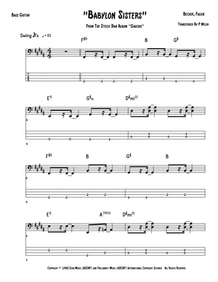 Babylon Sisters Bass Guitar Tab Sheet Music