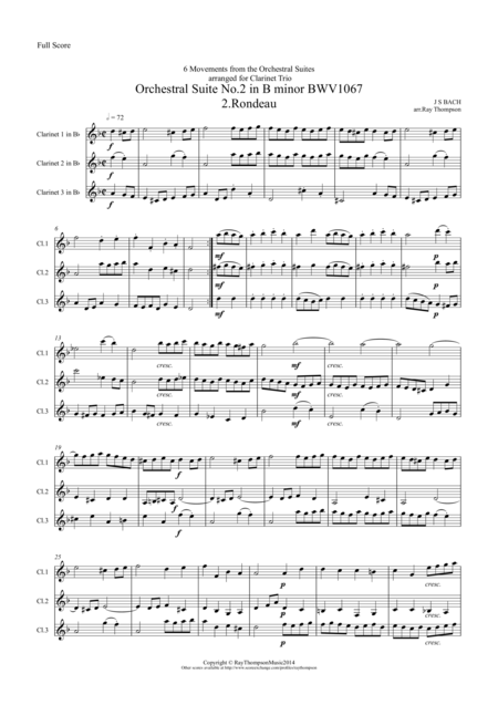 Bach 6 Movements From Orchestral Suites 2 3 Clarinet Trio Sheet Music