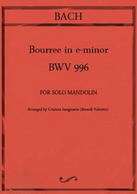 Bach Bourree In E Minor Arr For Solo Mandolin Sheet Music