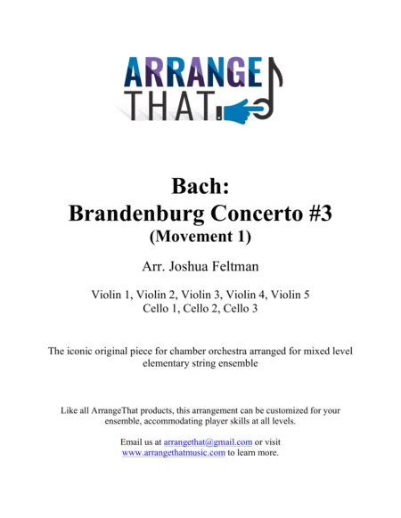 Bach Brandenburg Concerto 3 Movement 1 Sheet Music