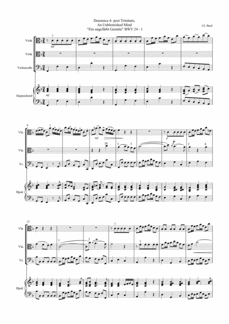 Free Sheet Music Bach Cantata Bwv 24 Arranged For Viola Group