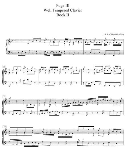 Bach Fugue No 3 Well Tempered Clavier Book Ii Bwv 872 Icanpiano Style Sheet Music