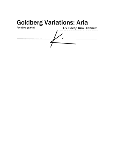 Bach Goldberg Variations Aria For Oboe Quartet Sheet Music