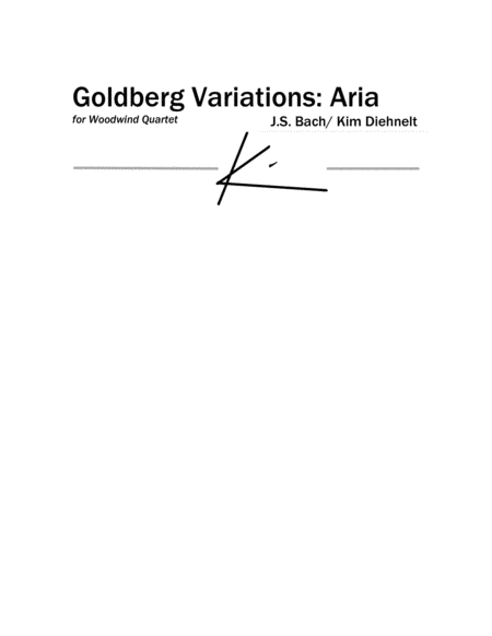 Bach Goldberg Variations Aria For Woodwind Quartet Sheet Music