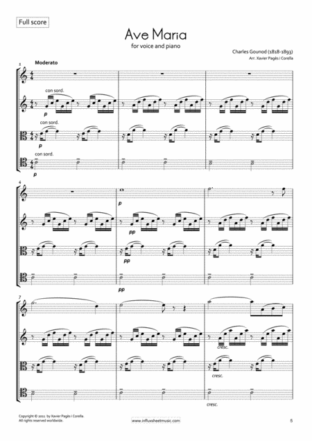 Bach Gounod Ave Maria Arr For String Quartet Full Score And Parts Sheet Music