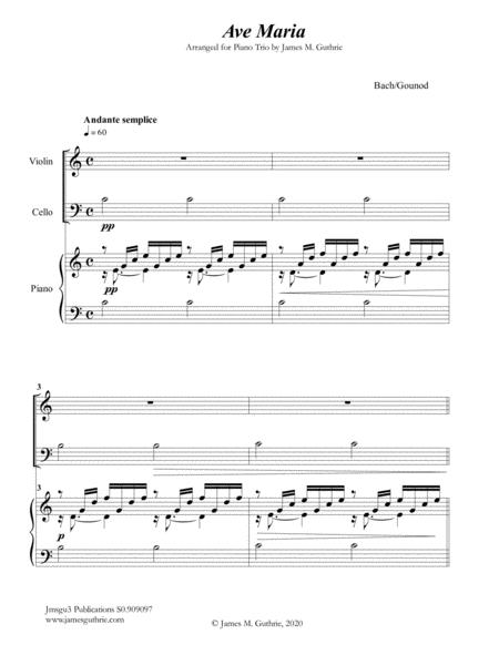 Free Sheet Music Bach Gounod Ave Maria For Piano Trio