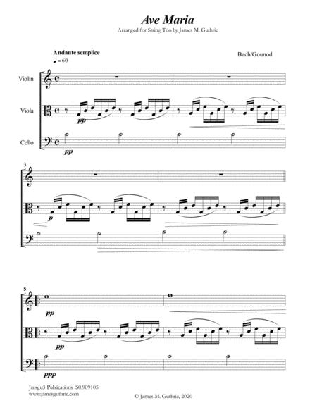 Free Sheet Music Bach Gounod Ave Maria For String Trio