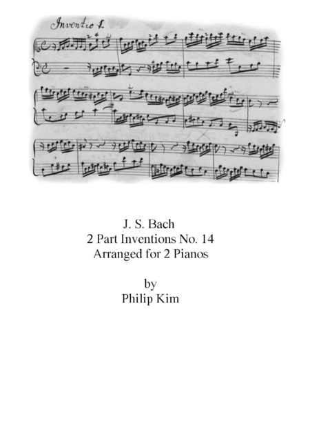 Bach Invention No 14 For 2 Pianos Sheet Music