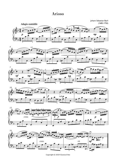 Free Sheet Music Bach J Arioso Easy Piano Arrangement