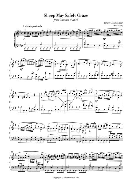 Free Sheet Music Bach J Sheep May Safely Graze Easy Piano Arrangement