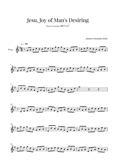 Bach Jesu Joy Of Mans Desiring For Flute Sheet Music