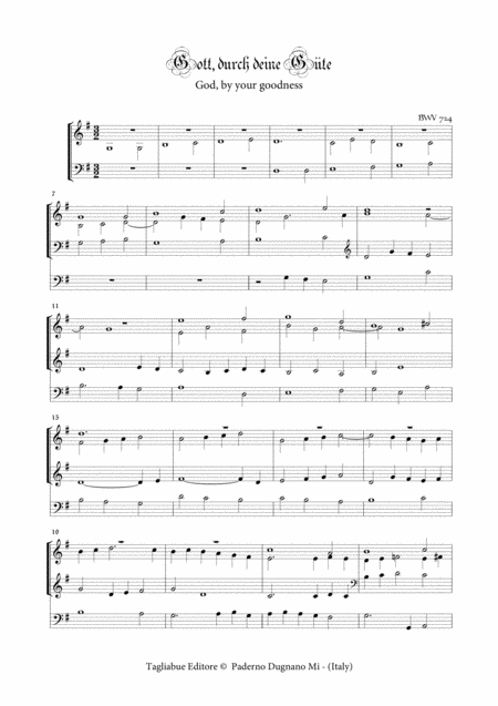 Bach Js Gott Durch Deine Gte Bwv 724 For Organ 3 Staff Sheet Music