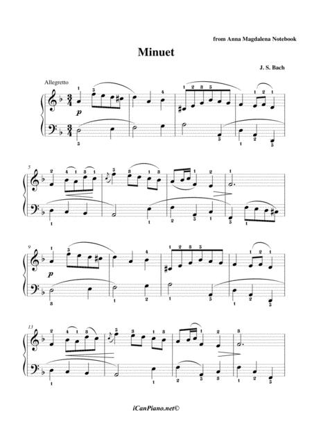 Bach Minuet In D Minor Bwv Anh 132 Sheet Music