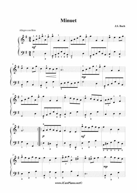 Bach Minuet In G Major Anh Bwv 116 Sheet Music