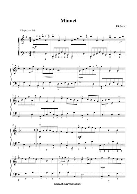 Bach Minuet In G Major Bwv Anh 116 Icanpiano Style Sheet Music