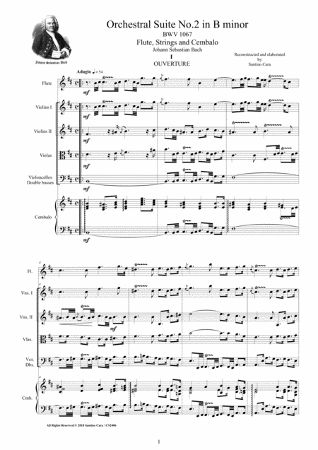 Free Sheet Music Bach Orchestral Suite No 2 In B Minor Bwv 1067 For Flute Strings And Cembalo