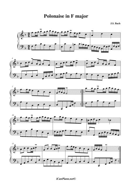 Bach Polonaise In F Major Bwv Anh 117b Sheet Music