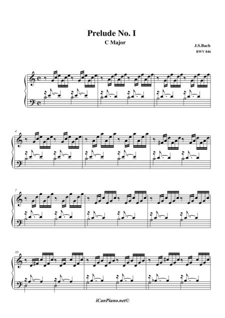 Free Sheet Music Bach Prelude No 1 In C Major Well Tempered Clavier Bwv 846