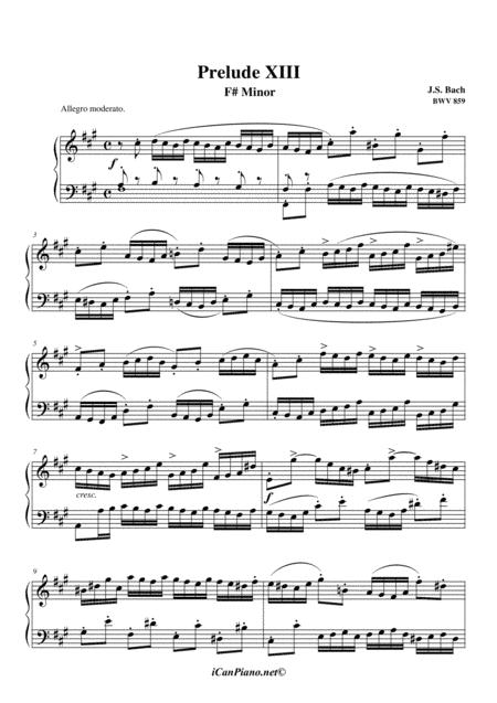 Bach Prelude No 14 In F M Well Tempered Clavier Bwv 859 Sheet Music