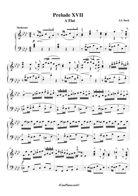Free Sheet Music Bach Prelude No 17 In Ab Bwv 862