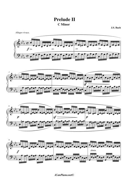 Bach Prelude No 2 In C Minor Well Tempered Clavier Bwv 847 Sheet Music