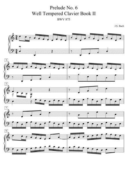 Bach Prelude No 6 Bwv 875 Well Tempered Clavier Ii Icanpiano Style Sheet Music