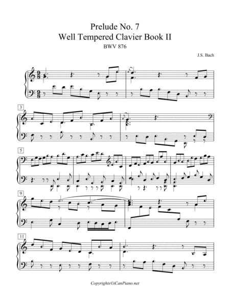 Bach Prelude No 7 Bwv 876 Well Tempered Clavier Ii Icanpiano Style Sheet Music