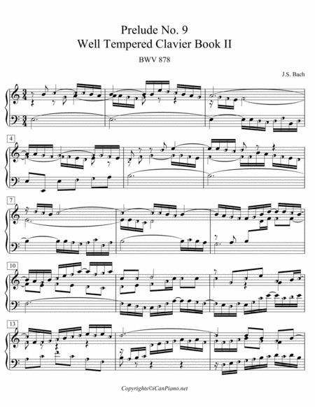 Bach Prelude No 9 Bwv 878 Well Temperedclavier Ii Icanpiano Style Sheet Music