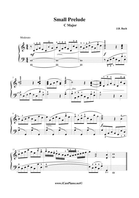 Bach Small Prelude In C Major Bwv 939 Icanpiano Style Sheet Music