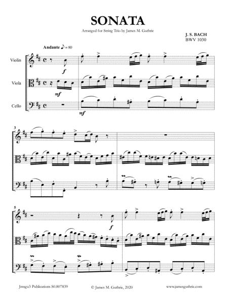 Bach Sonata Bwv 1030 For String Trio Sheet Music