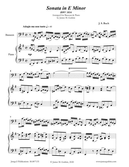 Bach Sonata Bwv 1034 For Bassoon Piano Sheet Music