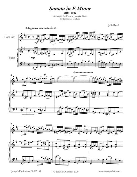 Bach Sonata Bwv 1034 For French Horn Piano Sheet Music